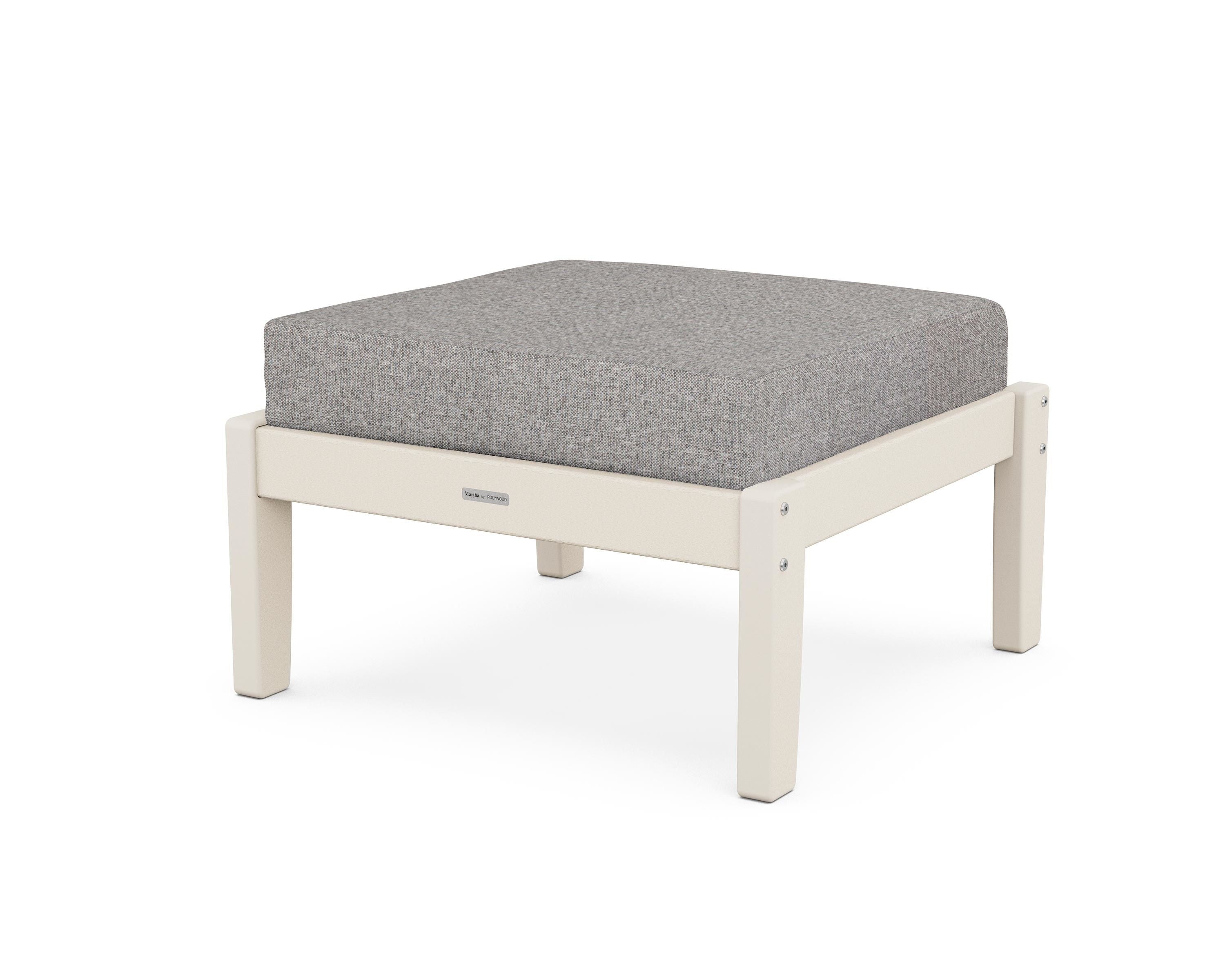 Martha Stewart by POLYWOOD® Chinoiserie Deep Seating Ottoman in Sand / Grey Mist