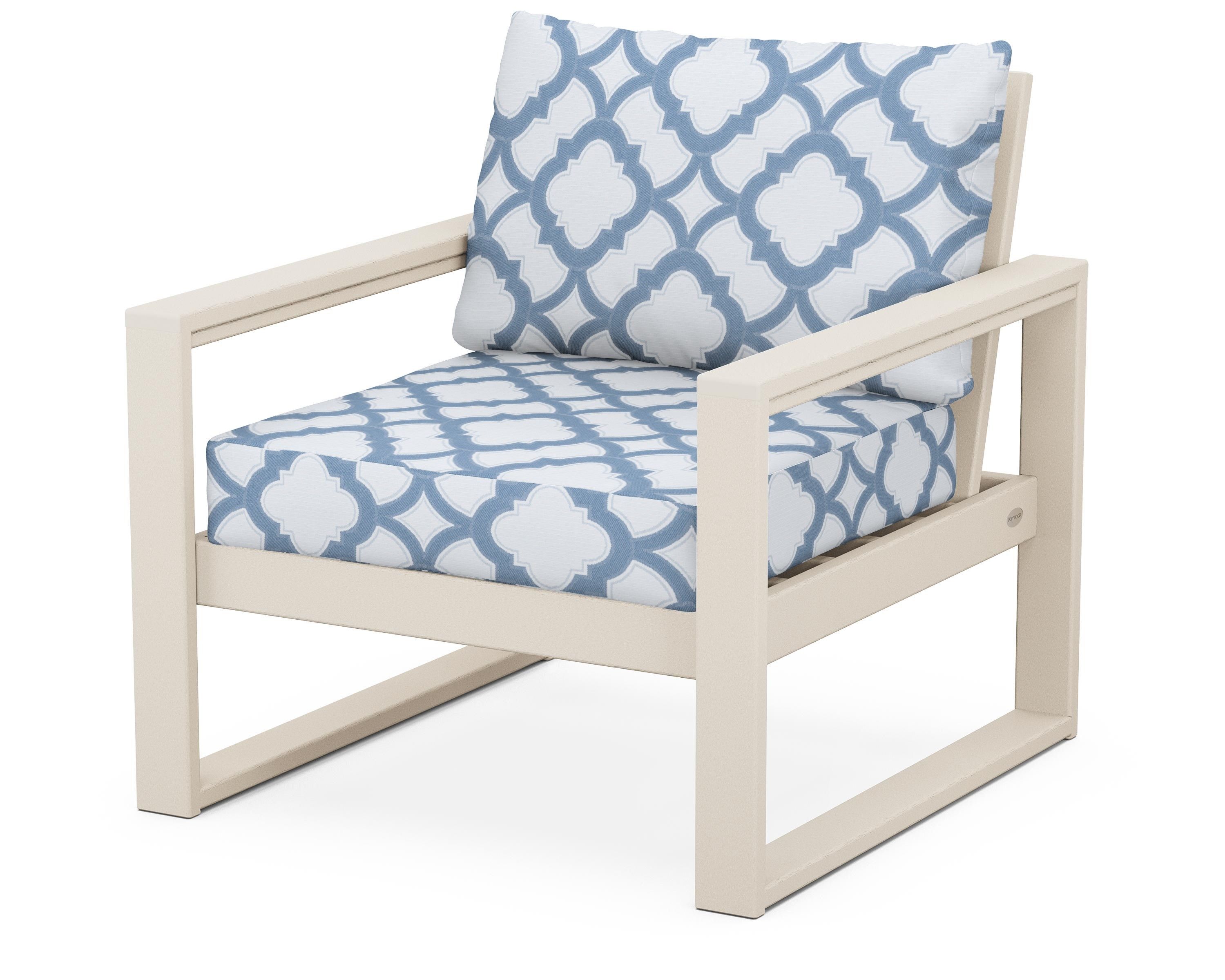 POLYWOOD® EDGE Club Chair in Sand / Trellis Sky Blue