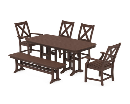 POLYWOOD® Braxton 6-Piece Dining Set with Bench in Mahogany