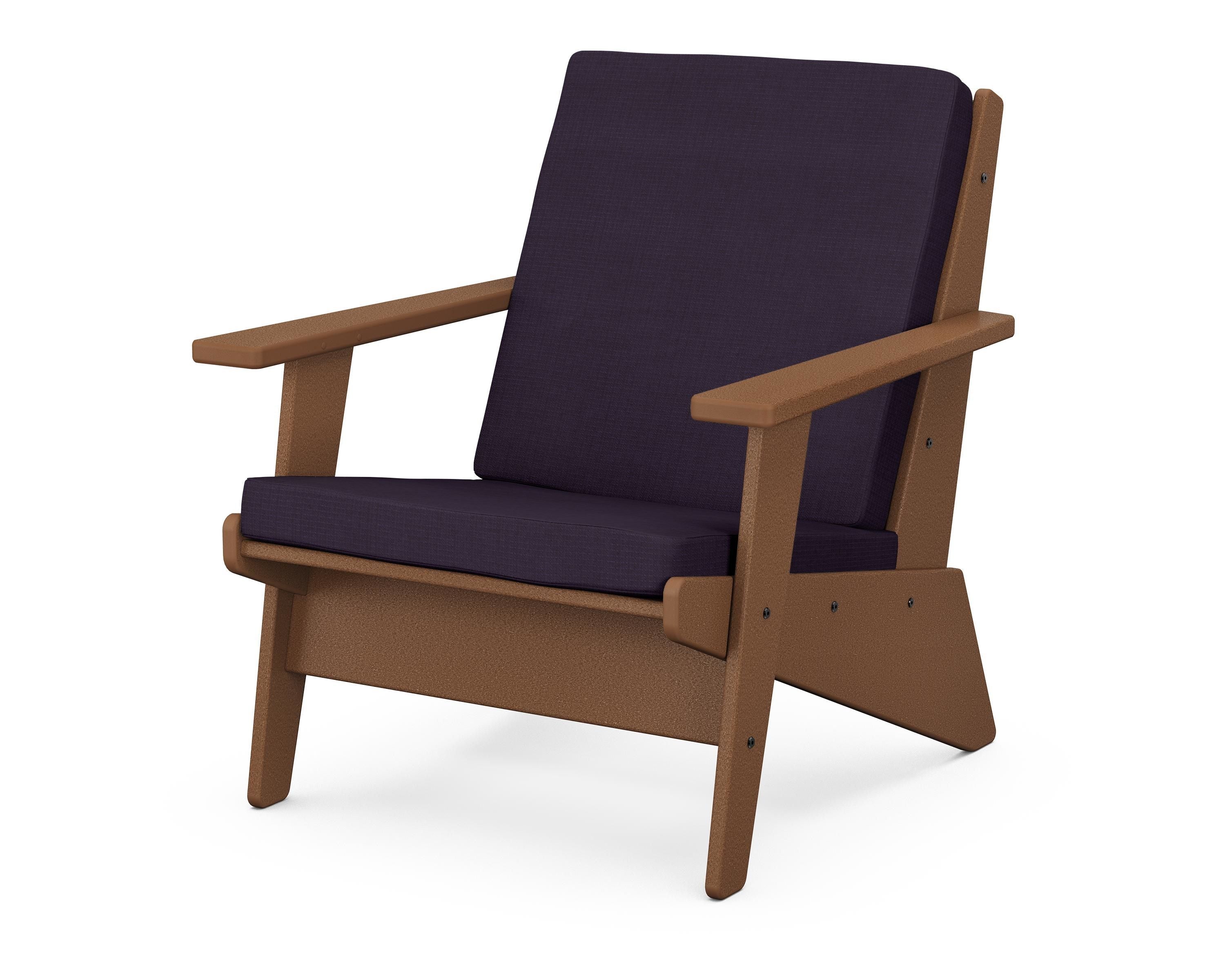POLYWOOD® Riviera Modern Lounge Chair in Teak / Navy Linen