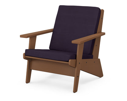 POLYWOOD® Riviera Modern Lounge Chair in Teak / Navy Linen