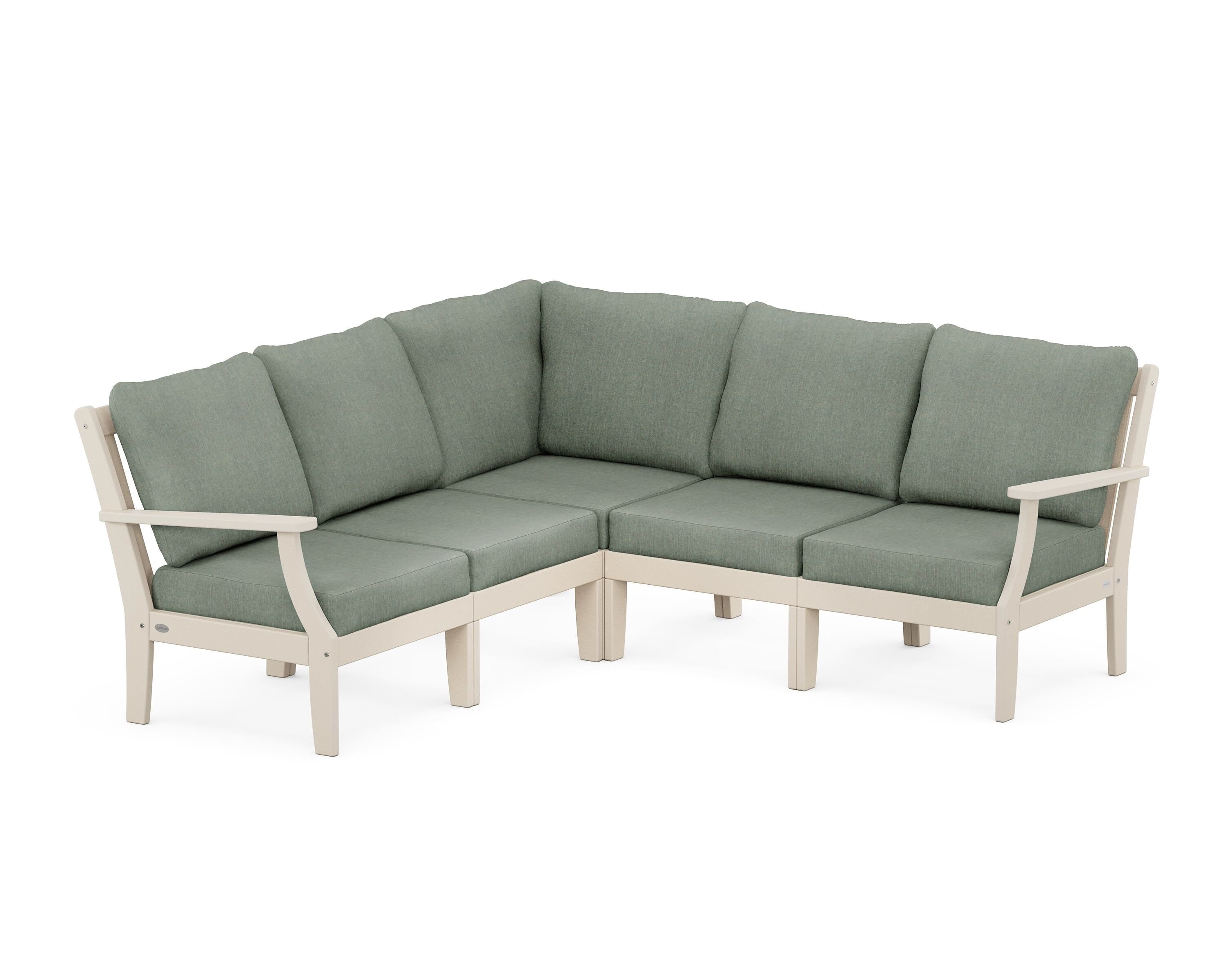 POLYWOOD® Braxton Modular 5-Piece Deep Seating Set in Sand / Cast Sage