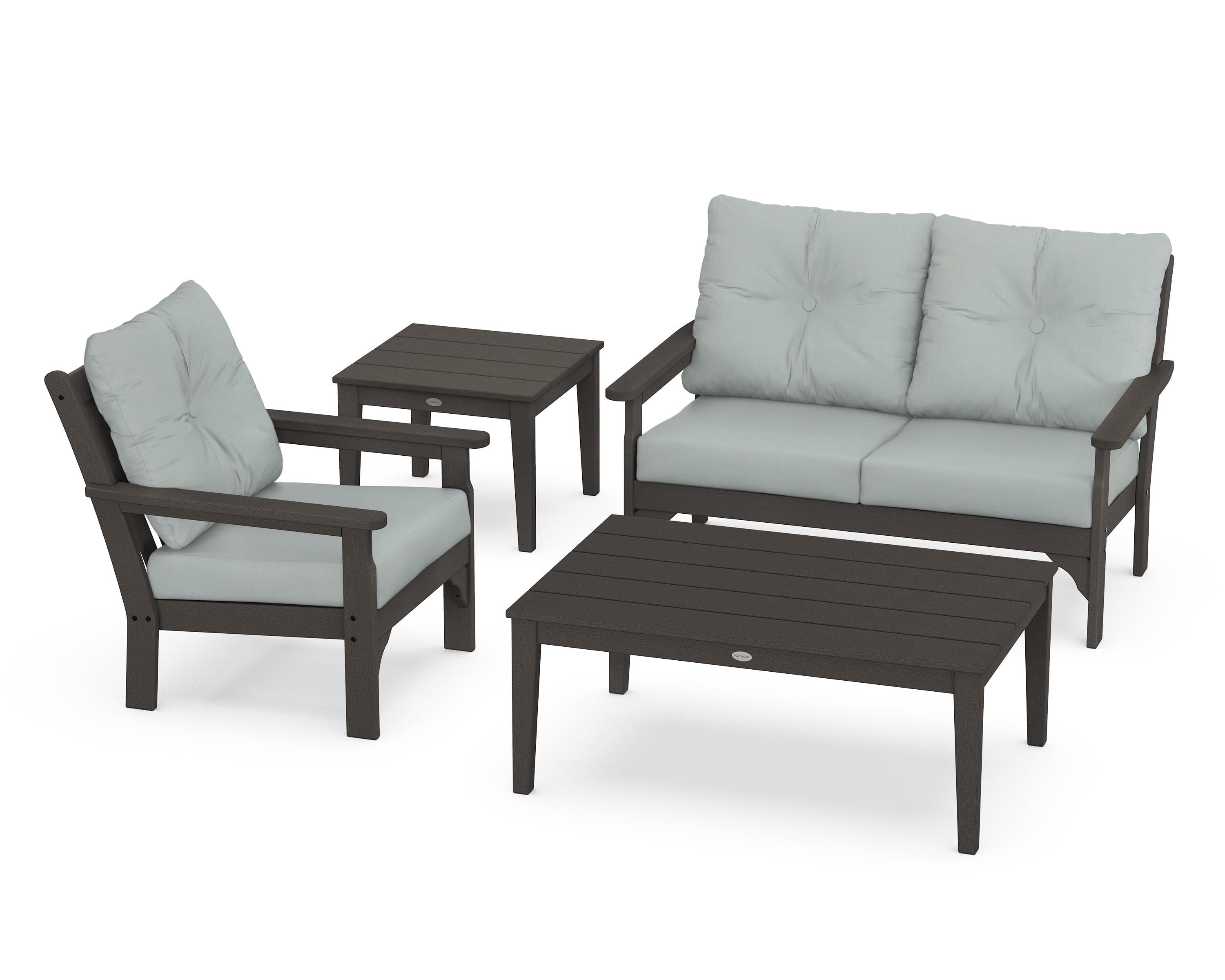 POLYWOOD® Vineyard 4-Piece Deep Seating Set in Vintage Coffee / Spa