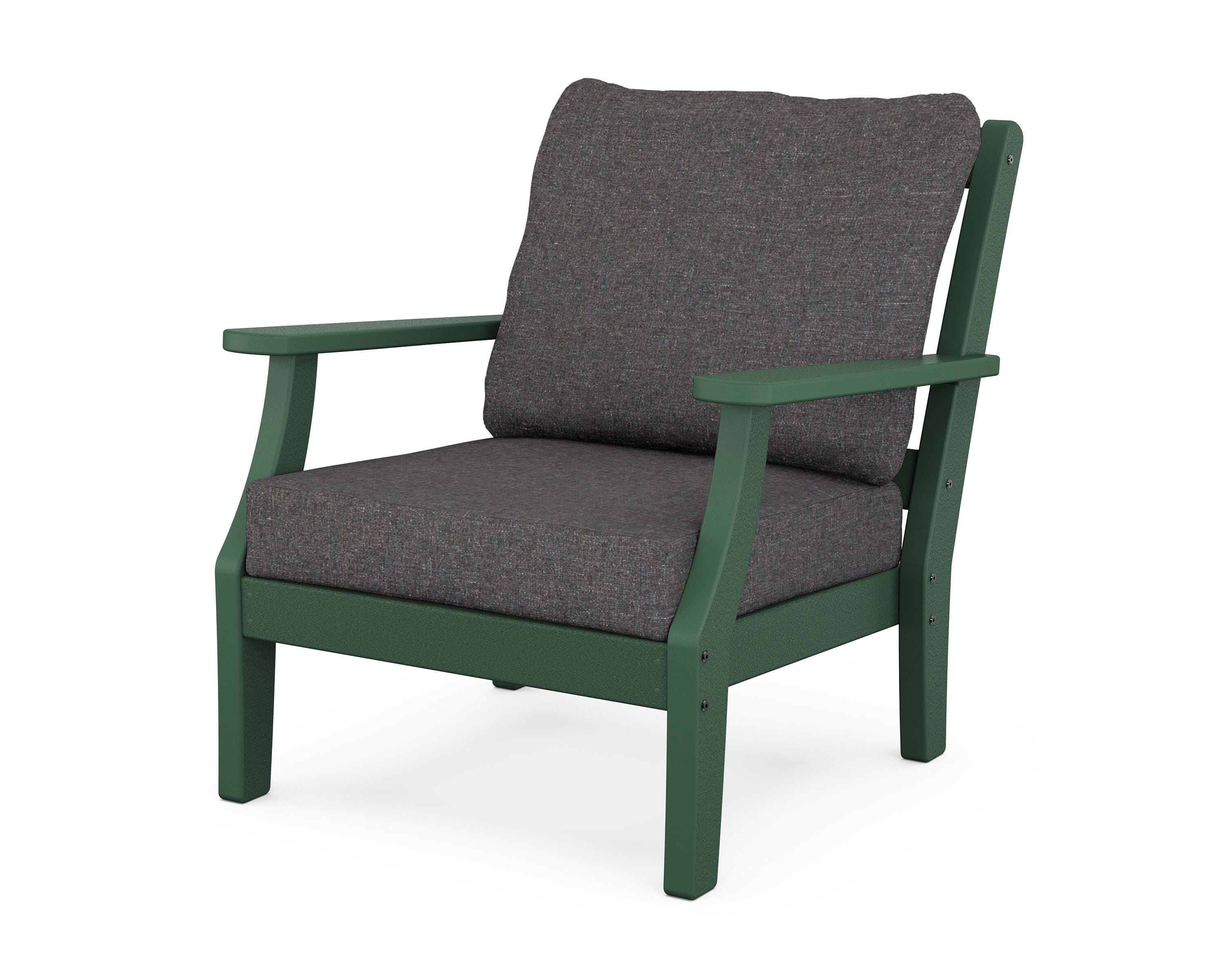 Martha Stewart by POLYWOOD® Chinoiserie Deep Seating Chair in Green / Ash Charcoal