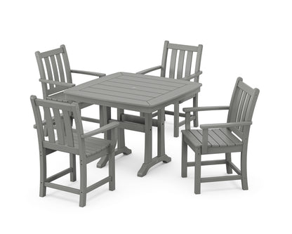 POLYWOOD® Traditional Garden 5-Piece Dining Set with Trestle Legs in Slate Grey