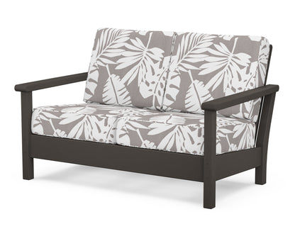 POLYWOOD® Harbour Deep Seating Loveseat in Vintage Coffee / Leaf Grey Mist