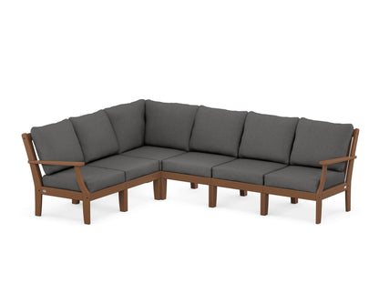POLYWOOD® Braxton Modular 6-Piece Deep Seating Set in Teak / Spectrum Carbon