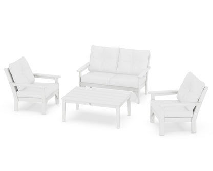 POLYWOOD® Vineyard 4-Piece Deep Seating Set in White / Natural