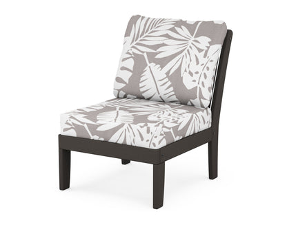 POLYWOOD® Braxton Modular Armless Chair in Vintage Coffee / Leaf Grey Mist