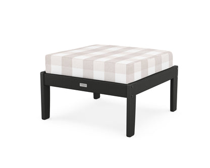 Country Living Cottage Deep Seating Ottoman in Black / Buffalo Plaid Dune Burlap