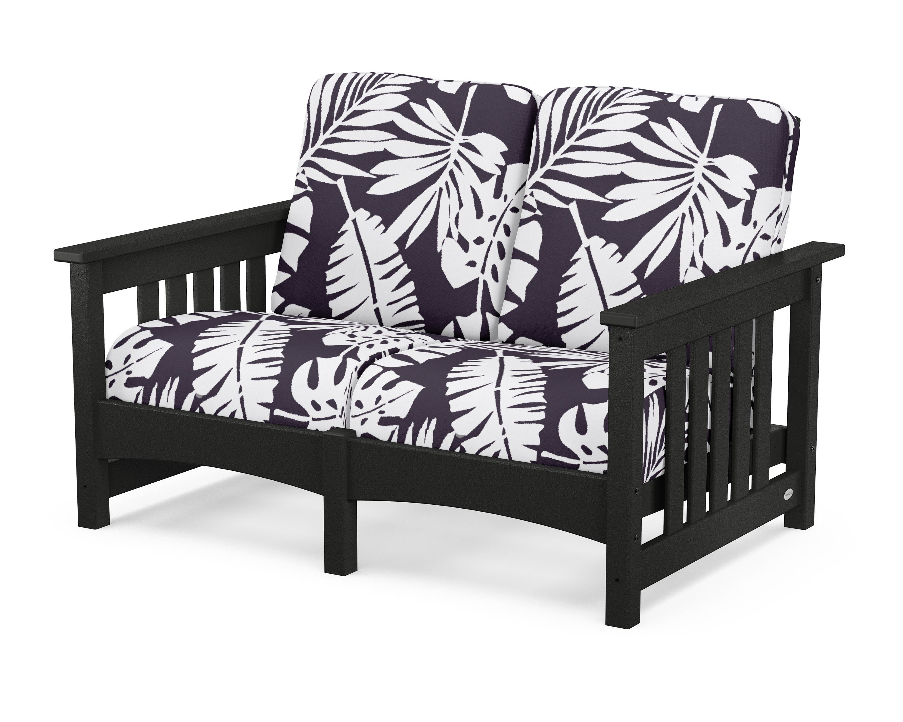 POLYWOOD® Club Mission Loveseat in Black / Leaf Navy