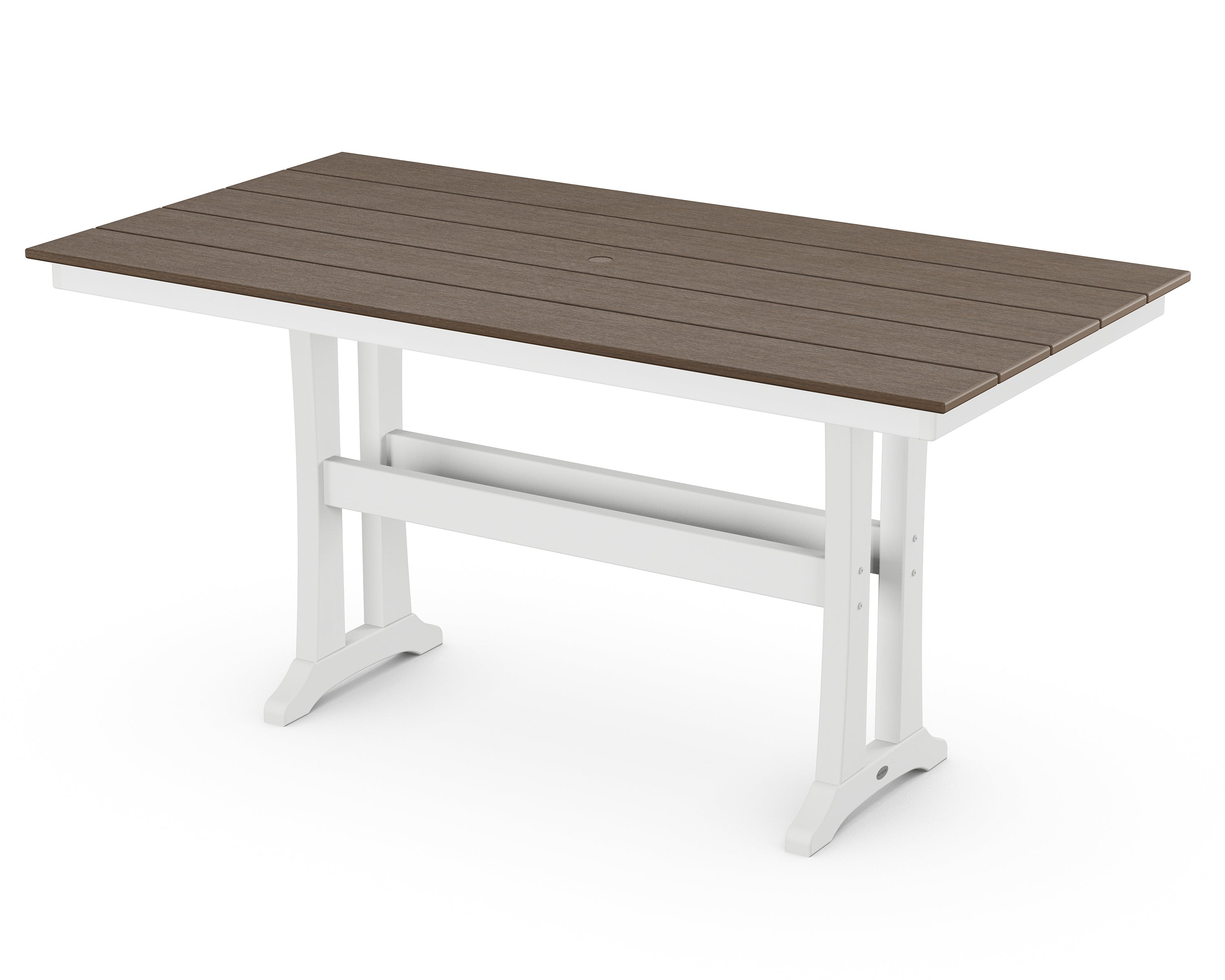 POLYWOOD® Farmhouse Trestle 37" x 72" Counter Table in White / Kona