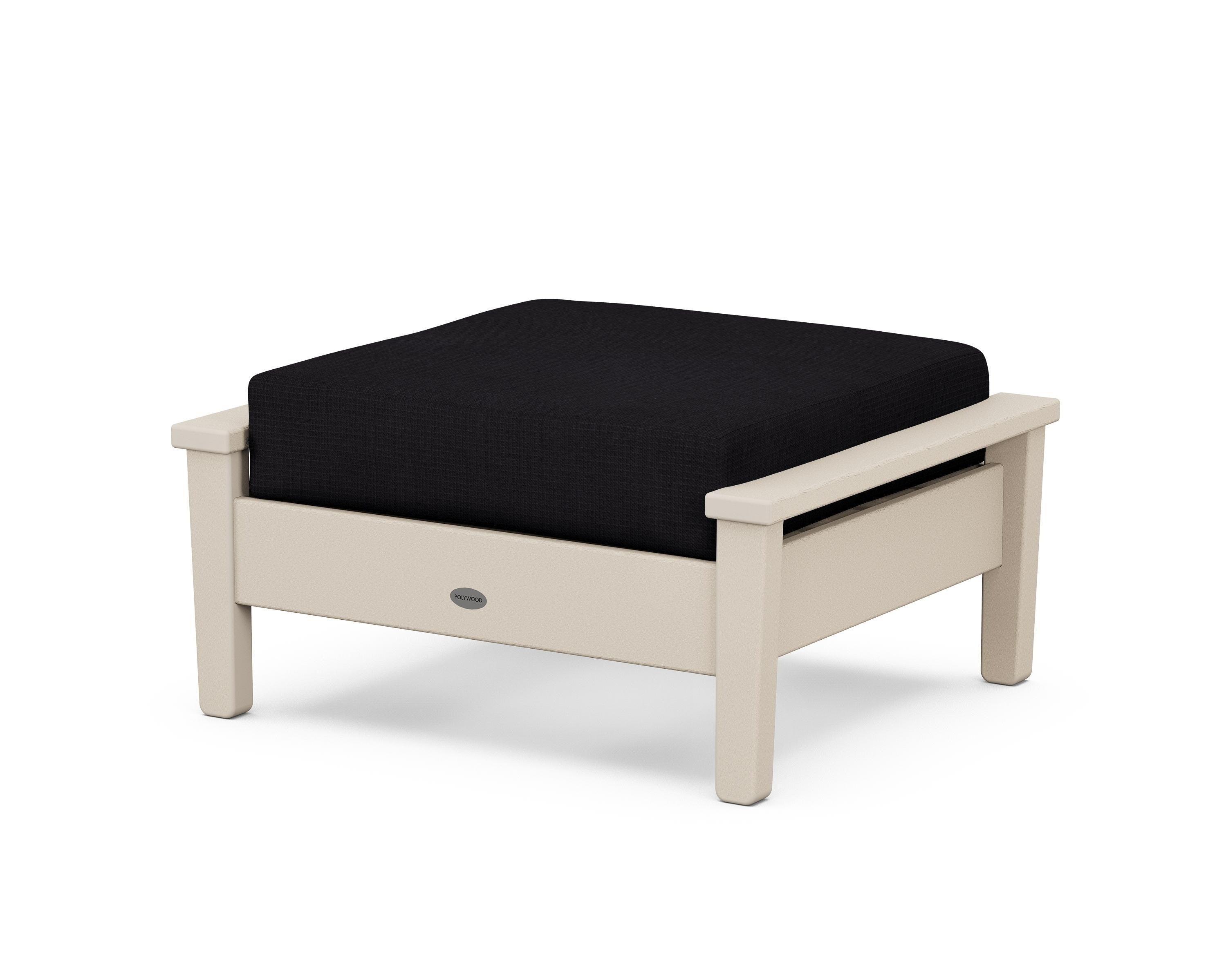 POLYWOOD® Prescott Deep Seating Ottoman in Sand / Midnight Linen