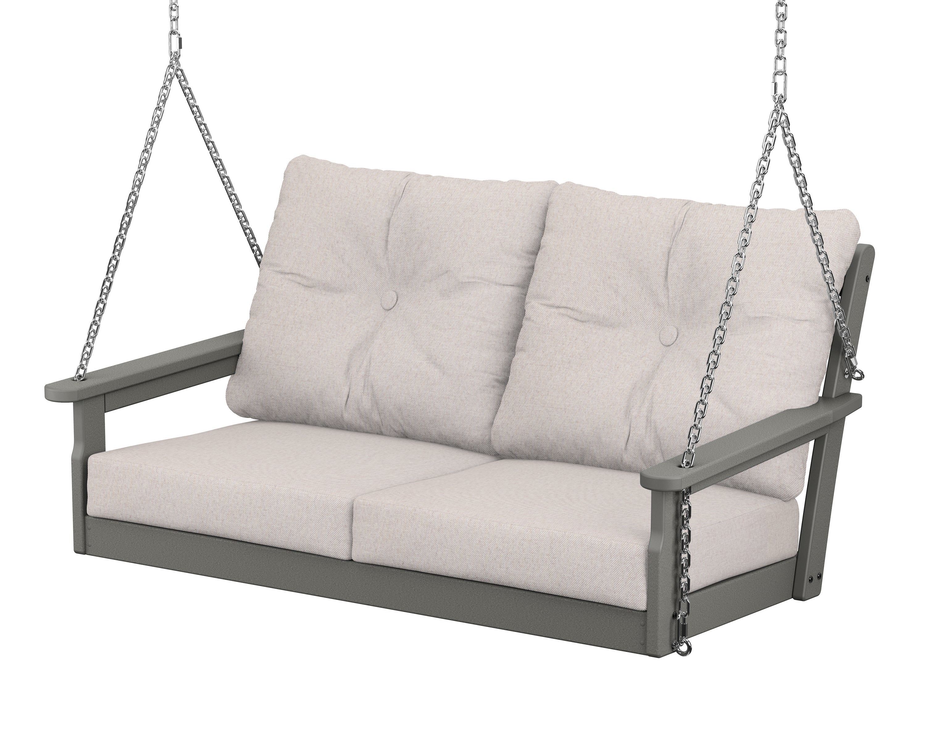 POLYWOOD® Vineyard Deep Seating Swing in Slate Grey / Dune Burlap