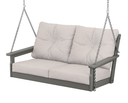 POLYWOOD® Vineyard Deep Seating Swing in Slate Grey / Dune Burlap