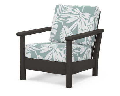 POLYWOOD® Harbour Deep Seating Chair in Vintage Coffee / Leaf Glacier Spa
