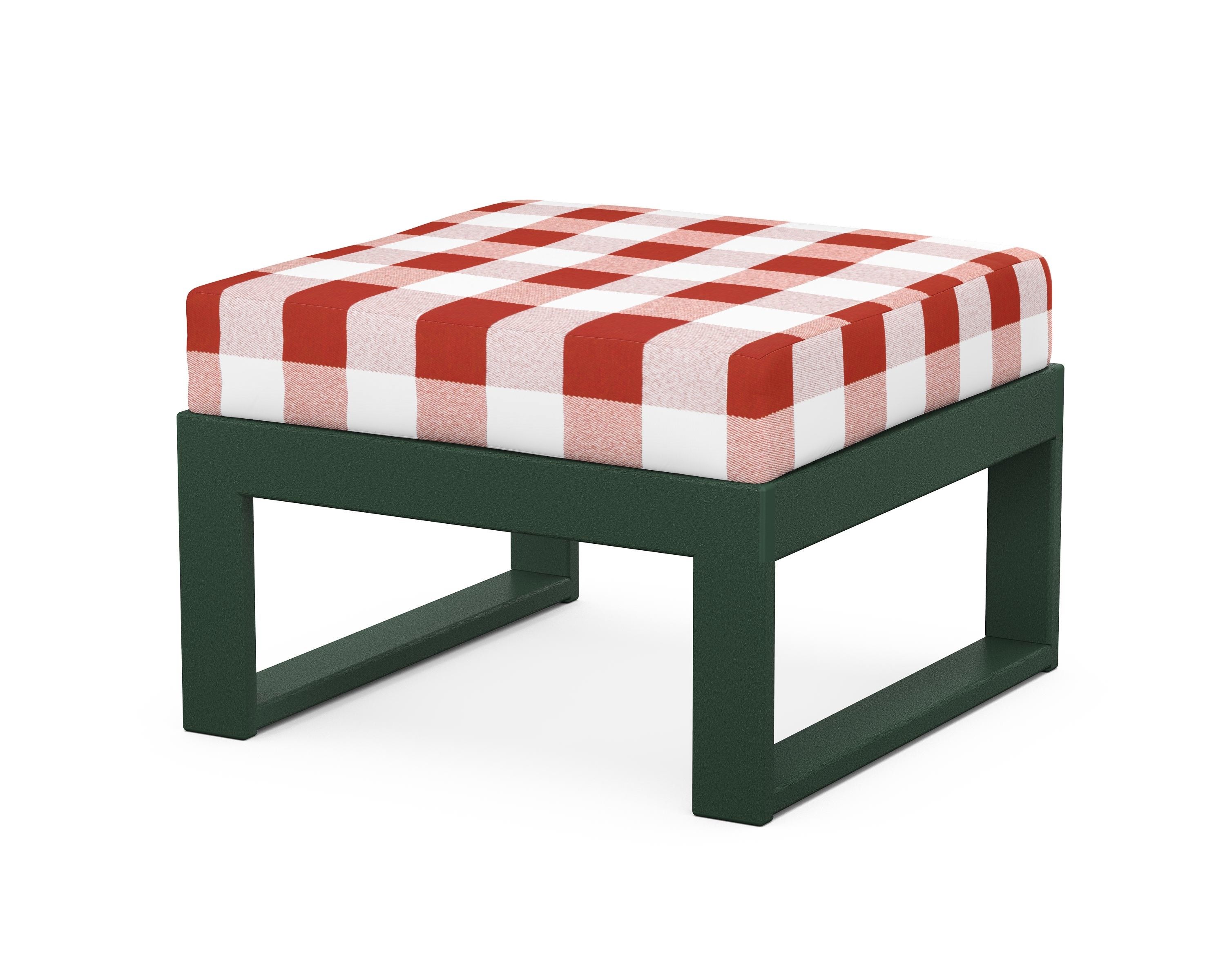 Unbranded Modular Ottoman - Modern in Green / Buffalo Plaid Crimson