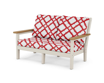 POLYWOOD® Chippendale Deep Seating Loveseat in Sand / Natural / Trellis Crimson