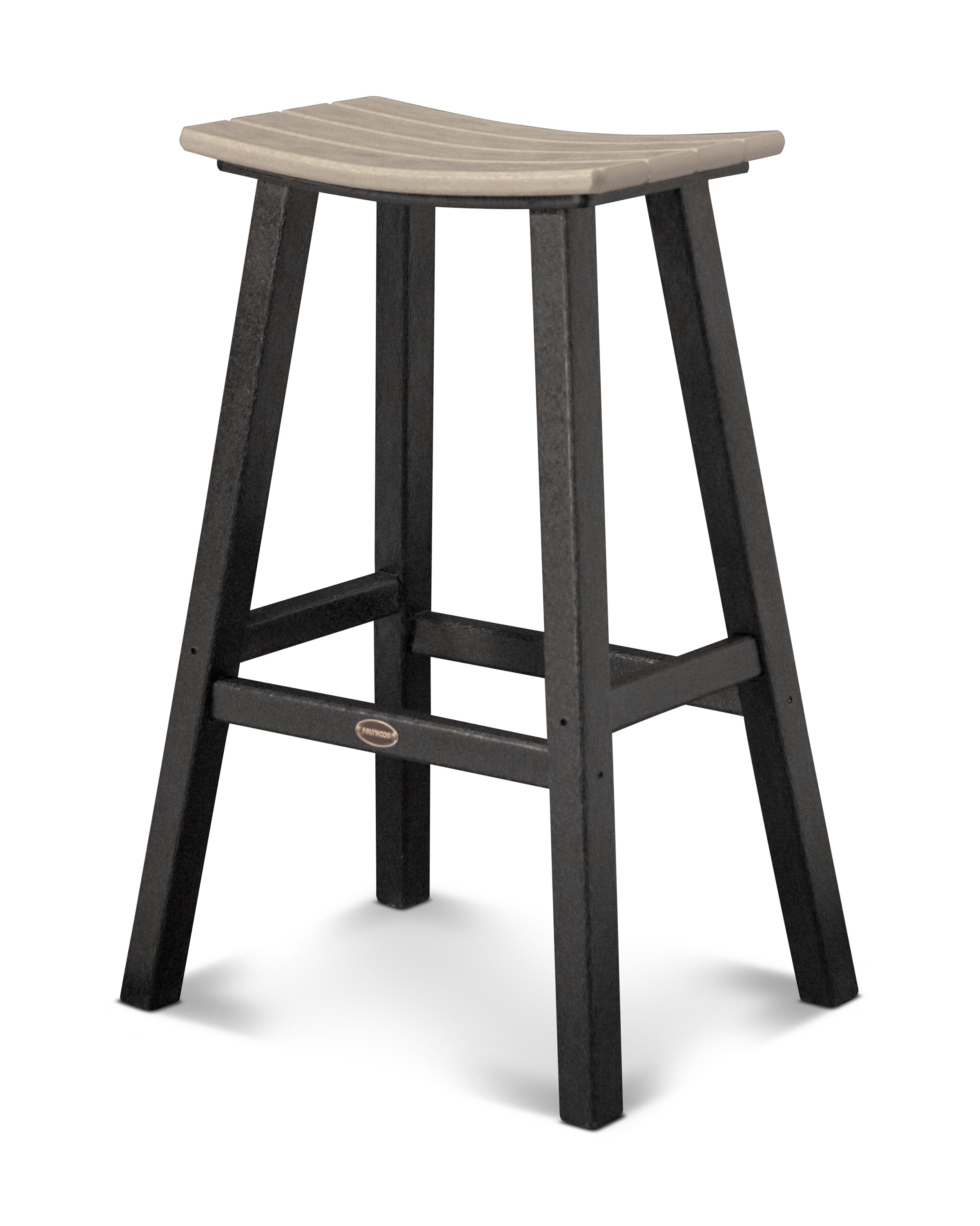 POLYWOOD® Contempo 30" Saddle Bar Stool in Black / Sand