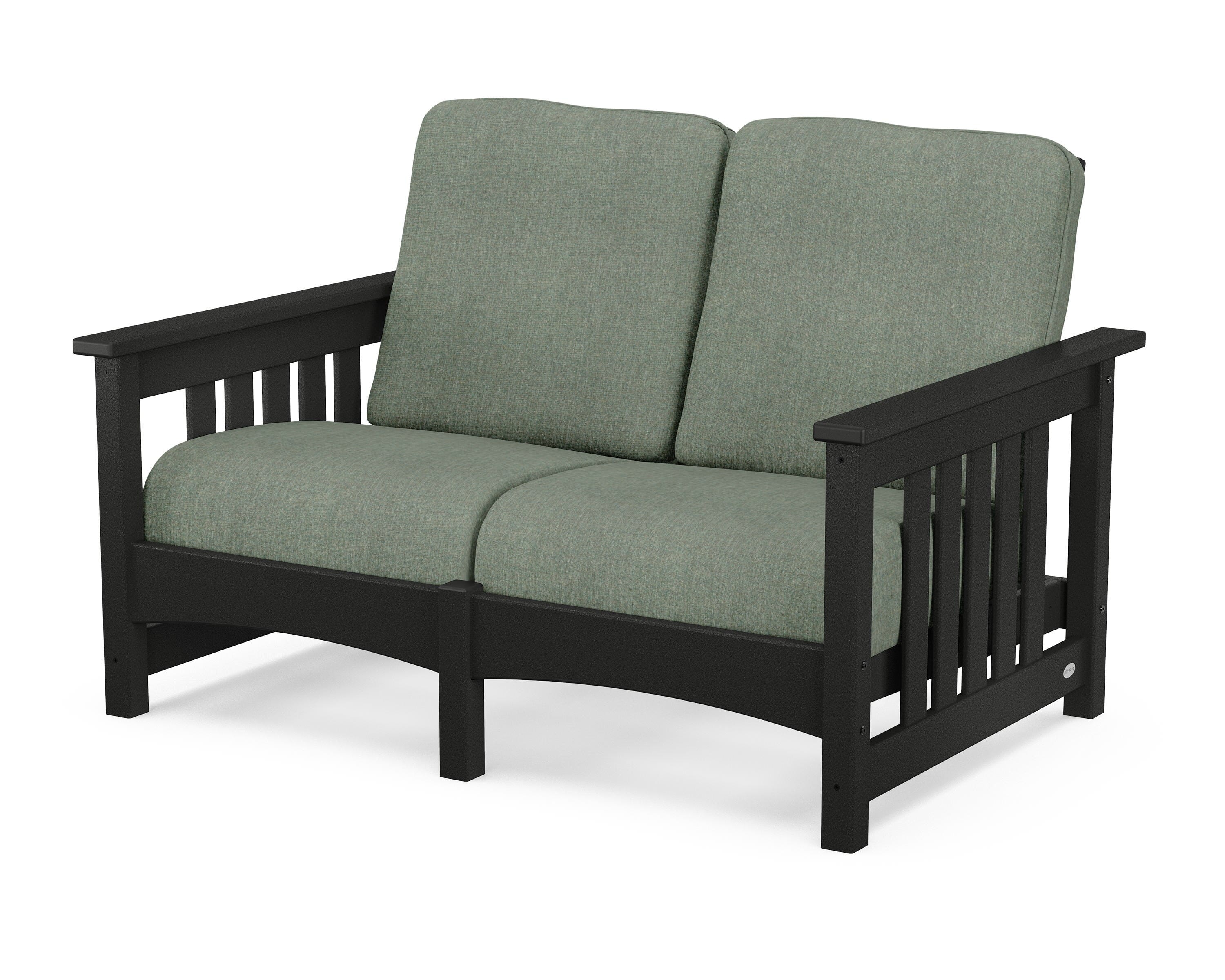 POLYWOOD® Club Mission Loveseat in Black / Cast Sage