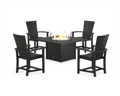 POLYWOOD® Quattro 4-Piece Upright Adirondack Conversation Set with Fire Pit Table in Black
