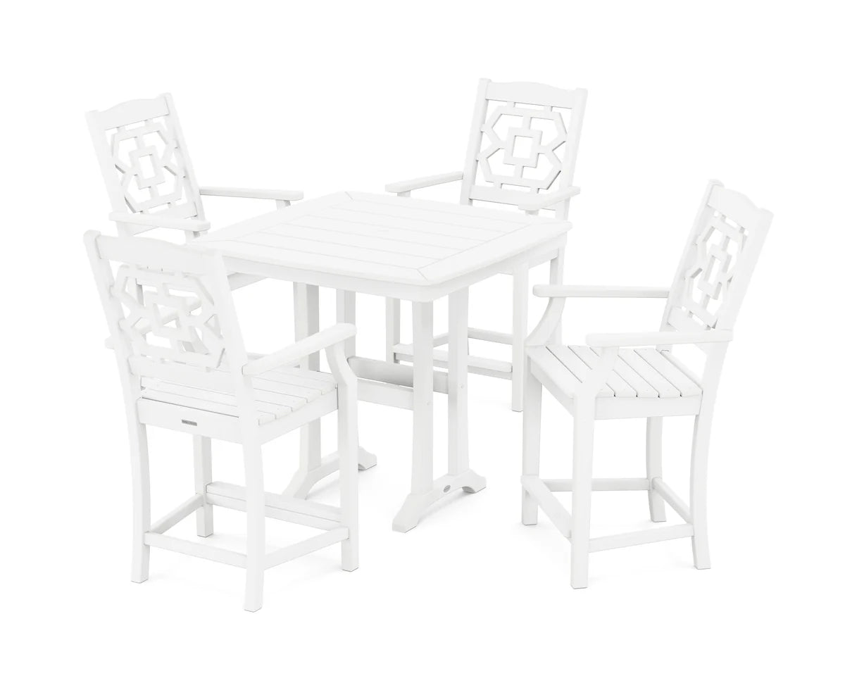 Chinoiserie 5-Piece Counter Set with Trestle Legs