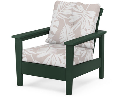 POLYWOOD® Prescott Deep Seating Chair in Green / Leaf Dune Burlap