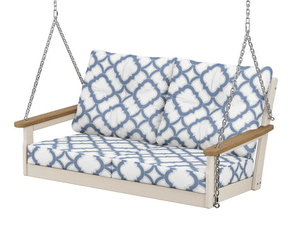 POLYWOOD® Vineyard Deep Seating Swing in Sand / Natural / Trellis Sky Blue