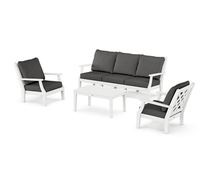 Country Living Wovendale 4-Piece Deep Seating Set with Sofa in White / Spectrum Carbon