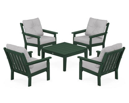 POLYWOOD® Vineyard 5-Piece Deep Seating Conversation Set in Green / Granite