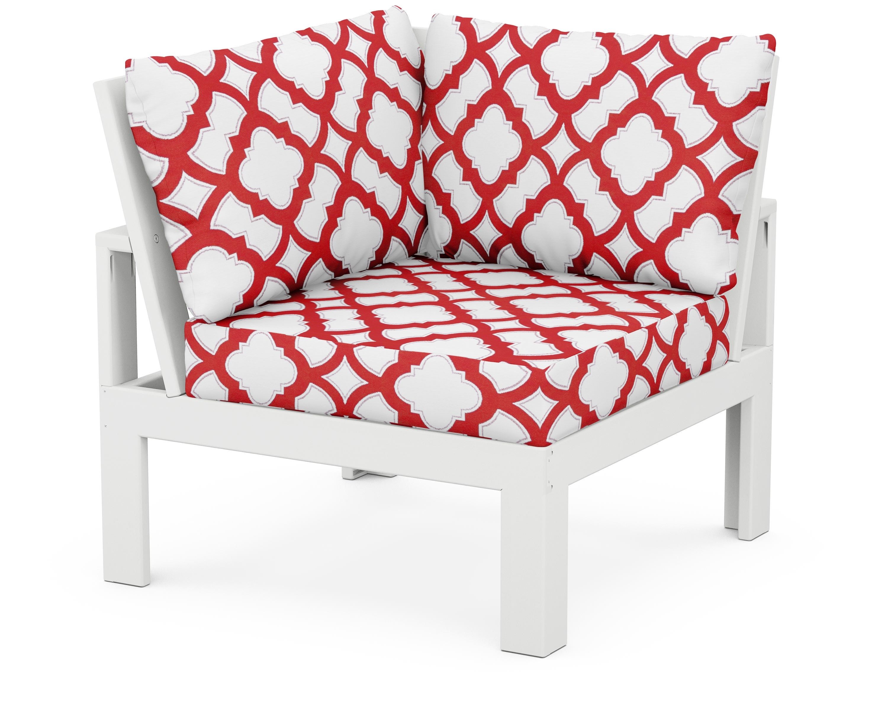 Unbranded Modular Corner Chair in White / Trellis Crimson