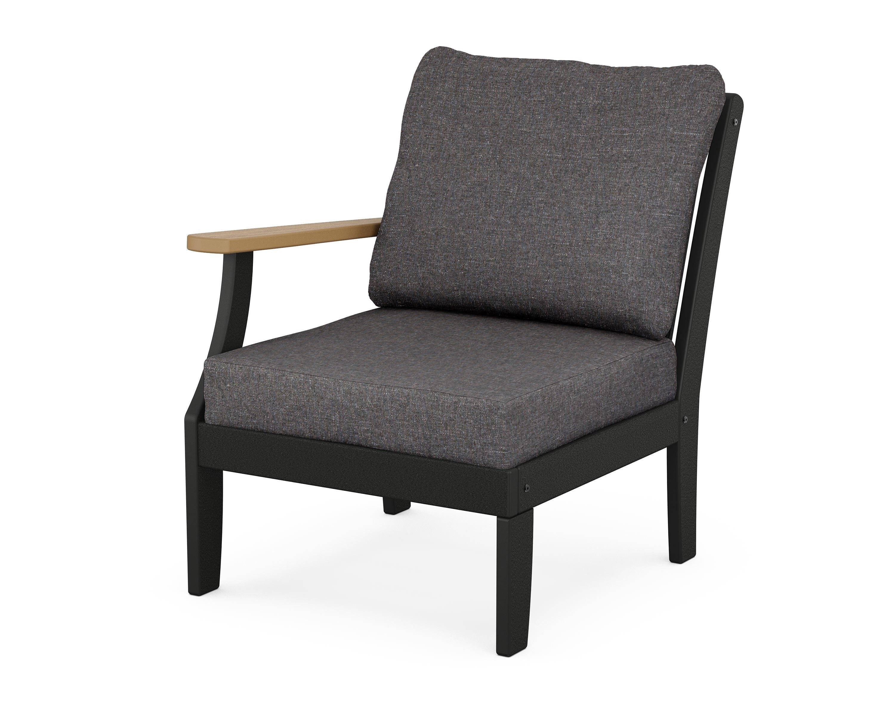POLYWOOD® Braxton Modular Left Arm Chair in Black / Natural / Ash Charcoal