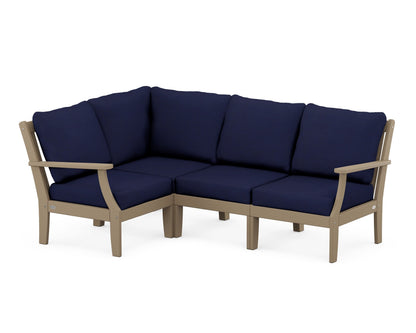 POLYWOOD® Braxton Modular 4-Piece Deep Seating Set in Vintage Sahara / Navy