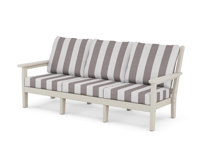 POLYWOOD® Chippendale Deep Seating Sofa in Sand / Cabana Stripe Grey Mist