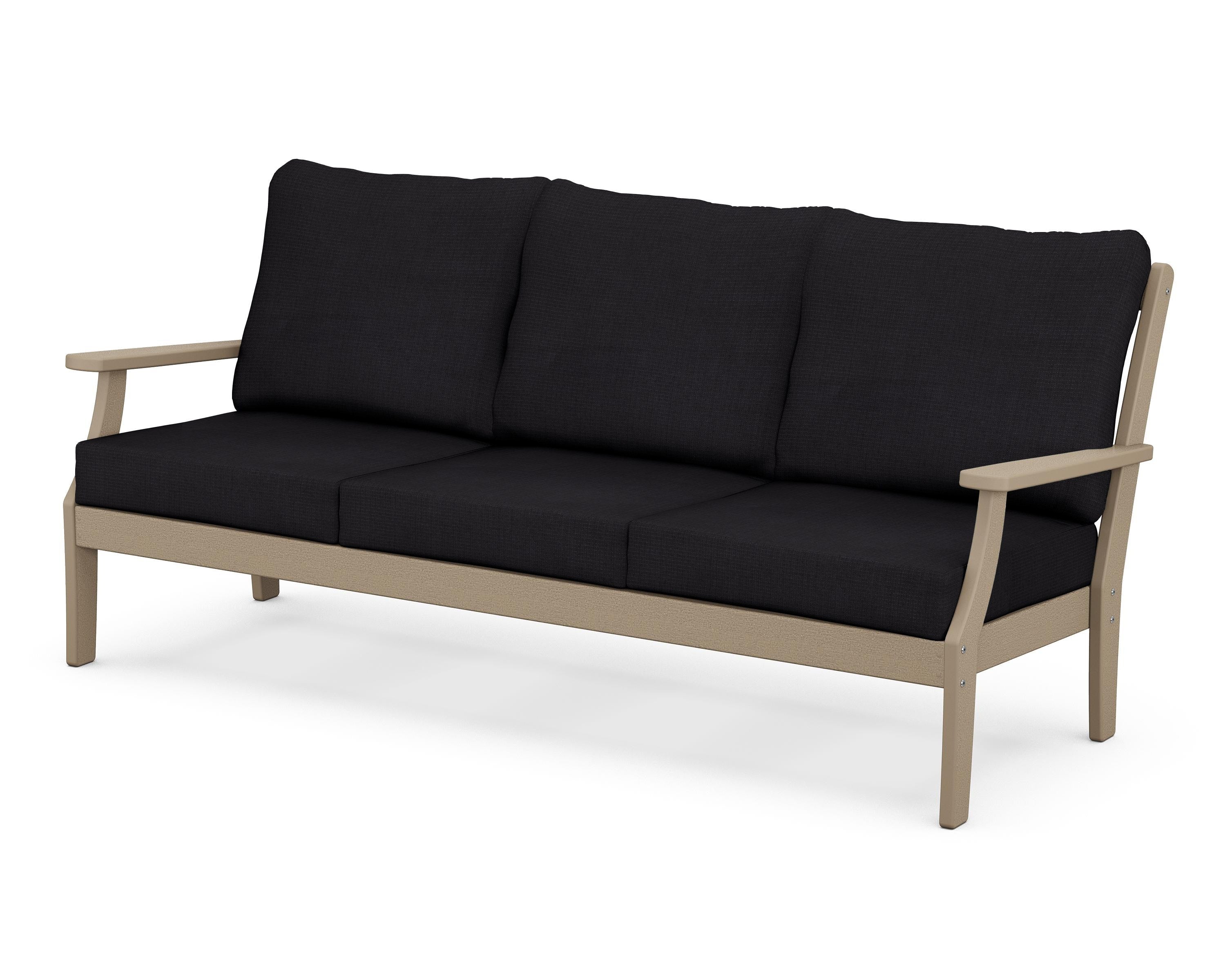 POLYWOOD® Braxton Deep Seating Sofa in Vintage Sahara / Midnight Linen