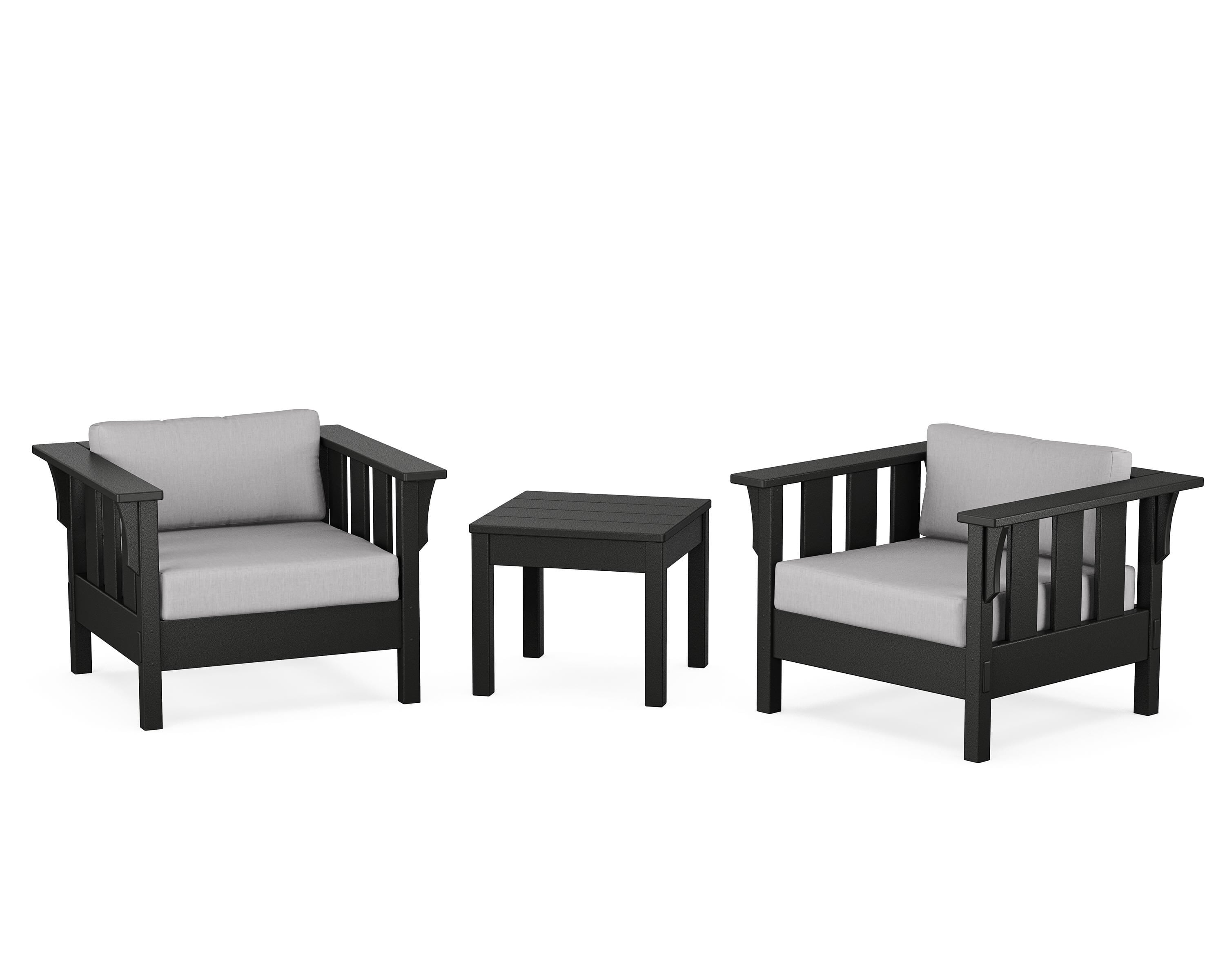 Martha Stewart by POLYWOOD® Acadia 3-Piece Deep Seating Set in Black / Granite