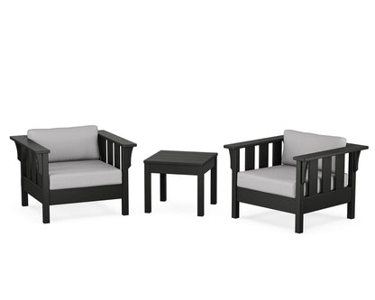 Martha Stewart by POLYWOOD® Acadia 3-Piece Deep Seating Set in Black / Granite
