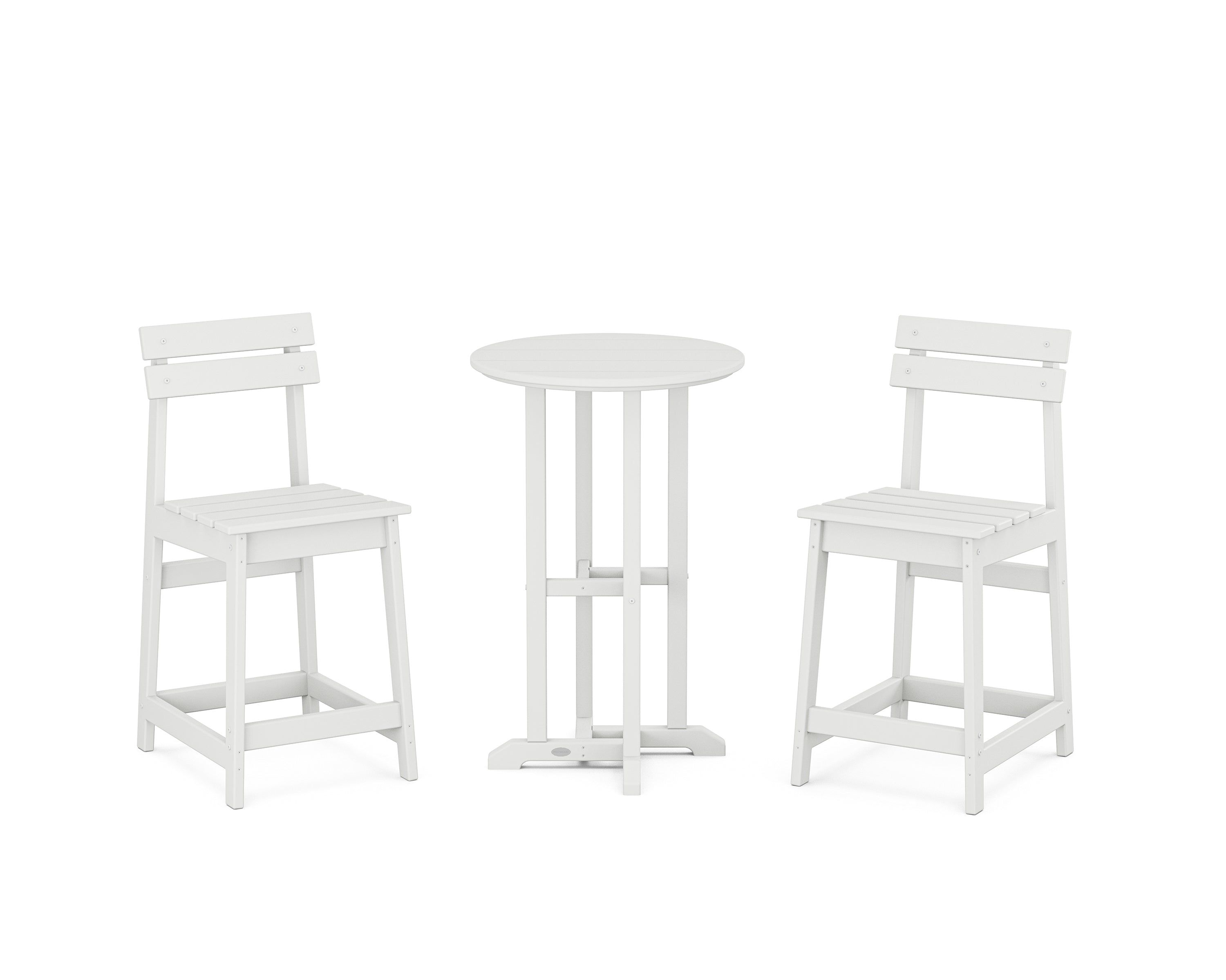 POLYWOOD® Modern Studio Plaza 3-Piece Bistro Counter Set in White