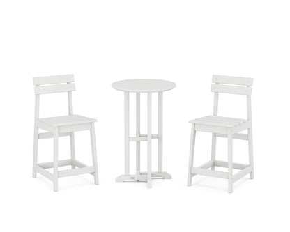 POLYWOOD® Modern Studio Plaza 3-Piece Bistro Counter Set in White