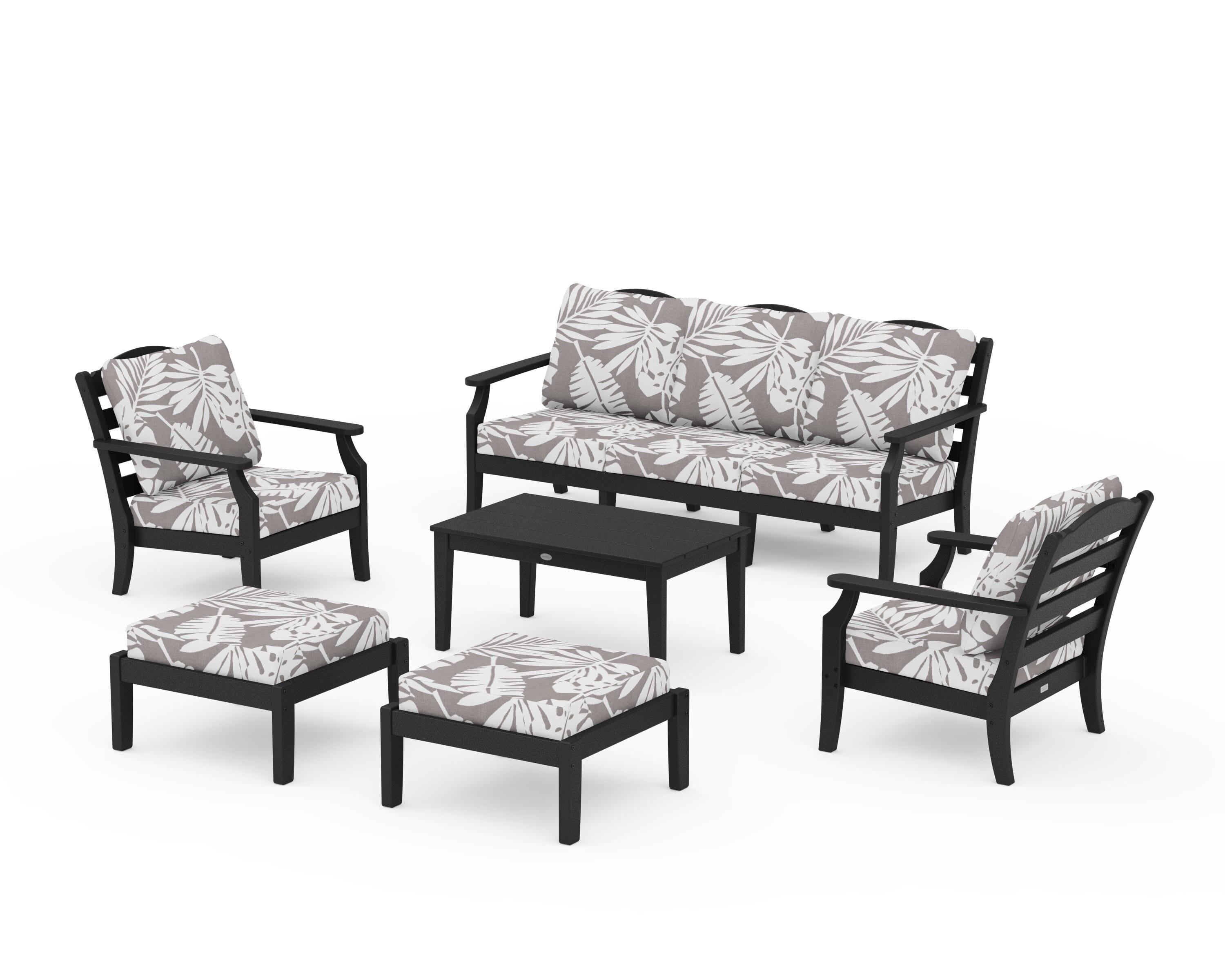 Draper James™ by  POLYWOOD® Savannah 6-Piece Lounge Sofa Set in Black / Leaf Grey Mist