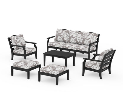 Draper James™ by  POLYWOOD® Savannah 6-Piece Lounge Sofa Set in Black / Leaf Grey Mist