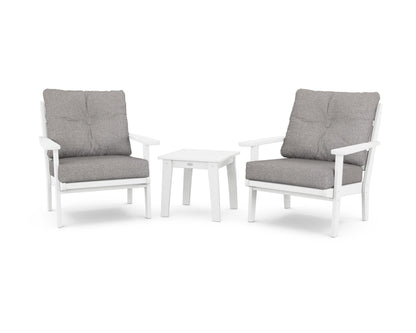 POLYWOOD® Lakeside 3-Piece Deep Seating Chair Set in White / Grey Mist