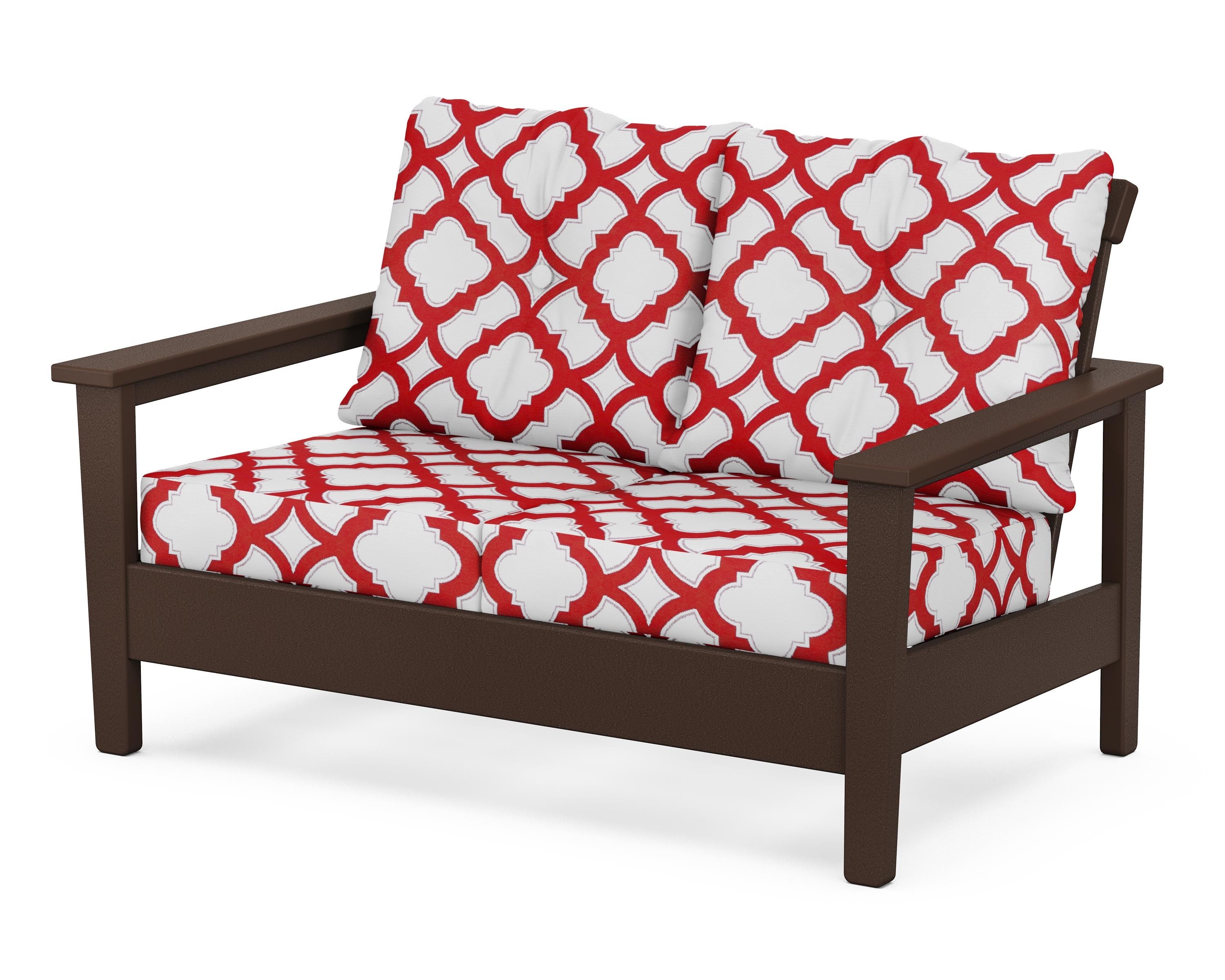 POLYWOOD® Prescott Deep Seating Loveseat in Mahogany / Trellis Crimson