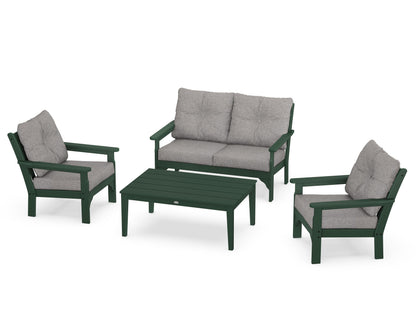 POLYWOOD® Vineyard 4-Piece Deep Seating Set in Green / Grey Mist