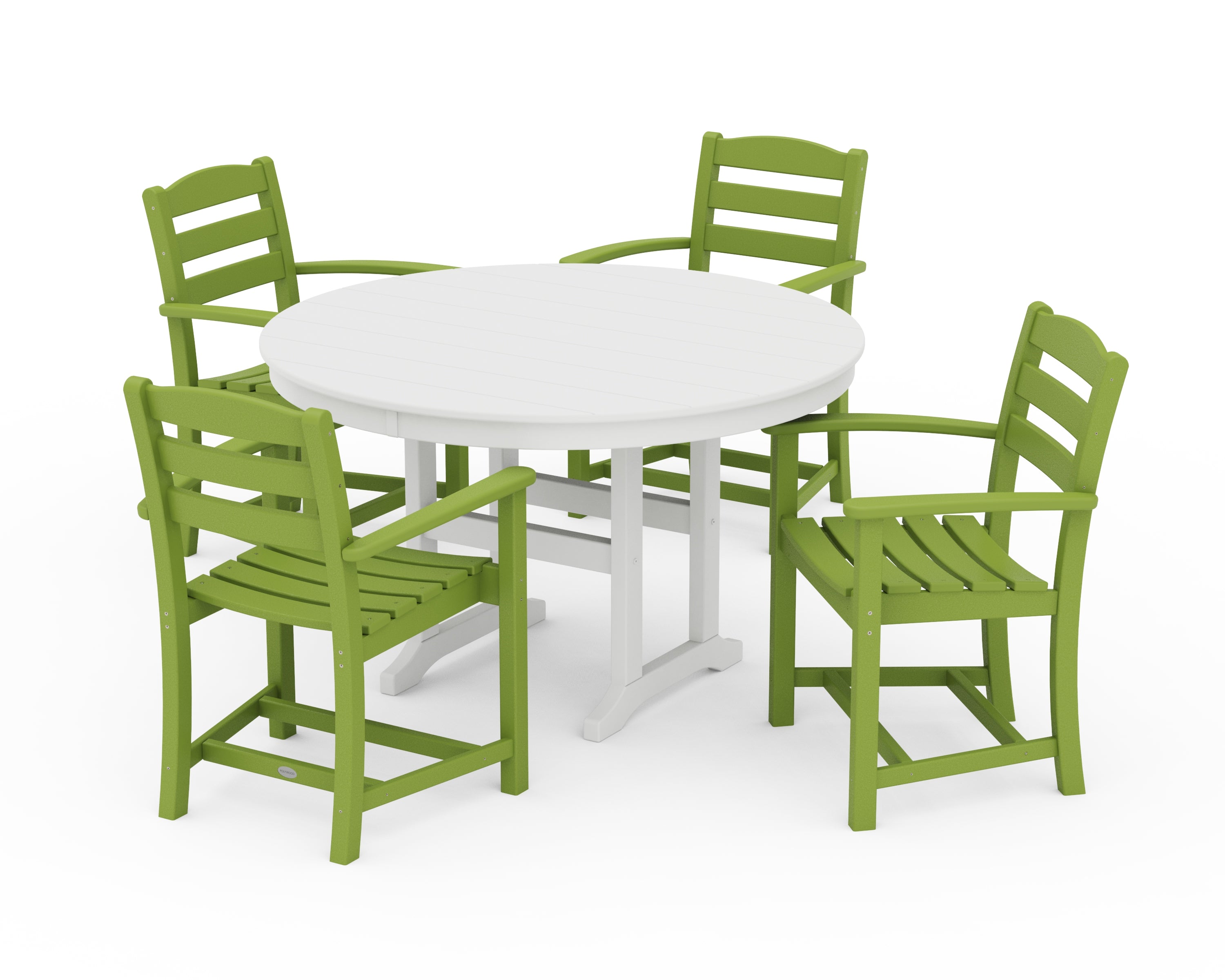 POLYWOOD® La Casa Café 5-Piece Round Farmhouse Dining Set in Lime / White