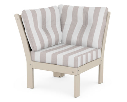 POLYWOOD® Vineyard Modular Corner Chair in Sand / Cabana Stripe Dune Burlap