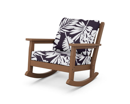 POLYWOOD® Chippendale Deep Seating Rocking Chair in Teak / Leaf Navy