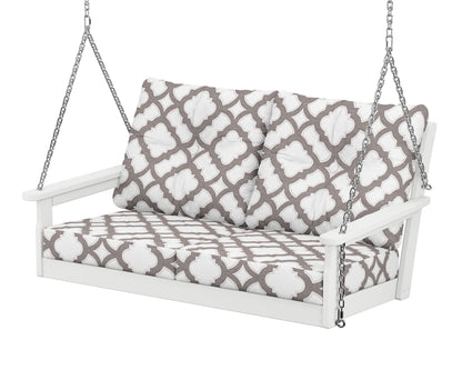 POLYWOOD® Vineyard Deep Seating Swing in White / Trellis Grey Mist