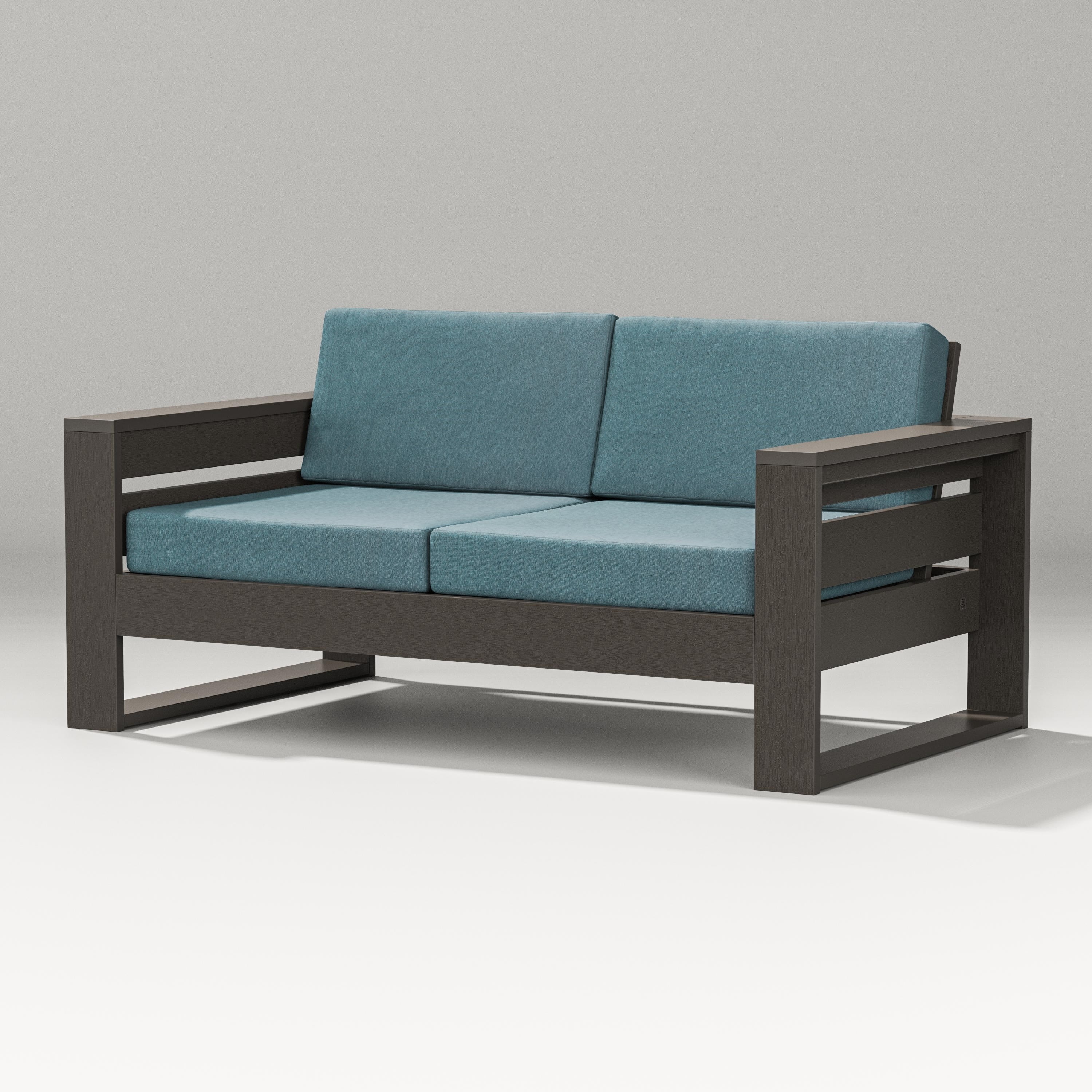 PW Designer Series Latitude Loveseat in Vintage Coffee / Ocean Teal