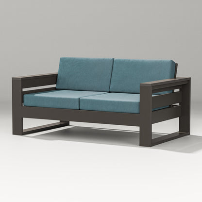 PW Designer Series Latitude Loveseat in Vintage Coffee / Ocean Teal